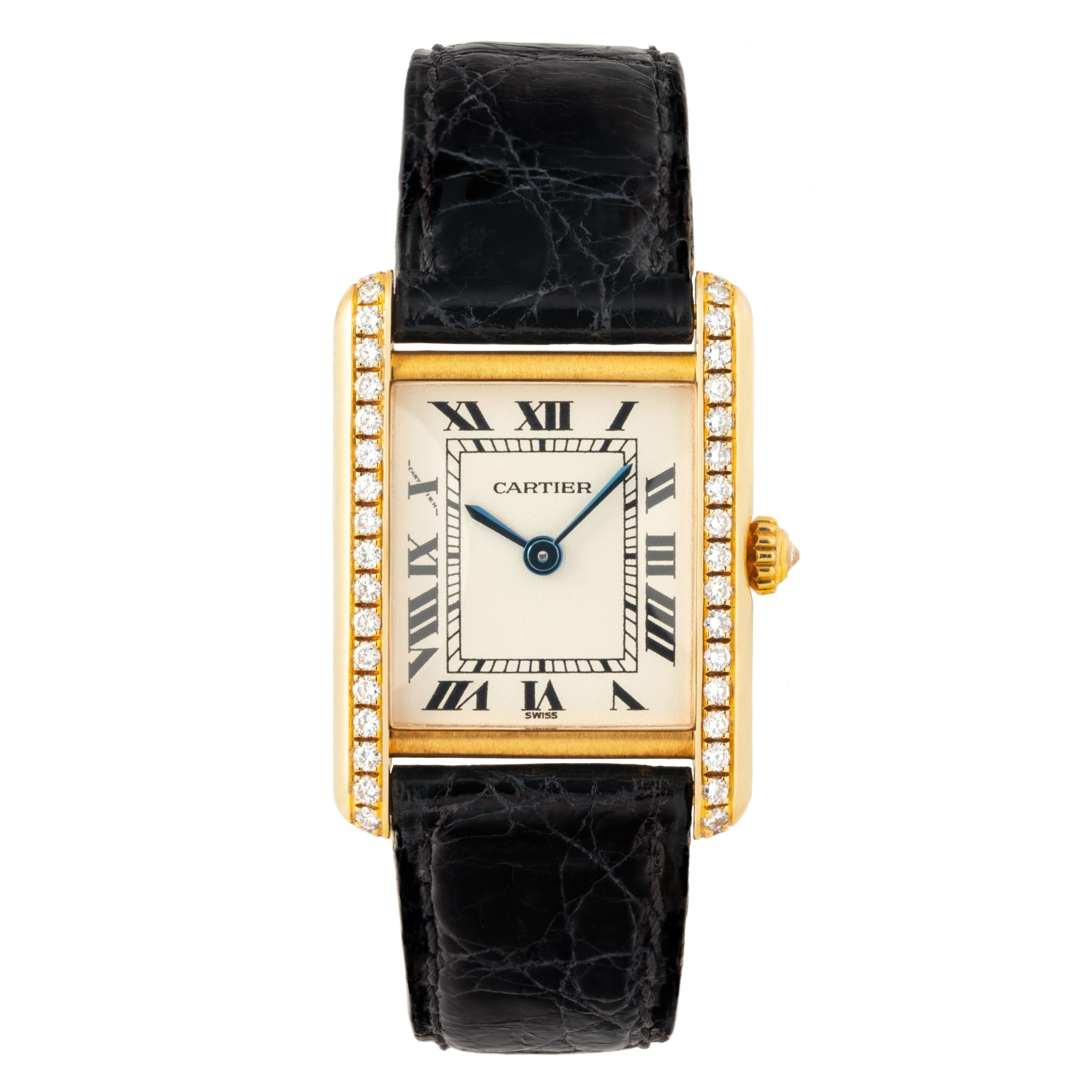 Moderne Cartier Tank Louis modèle WA20331 en or jaune 18 carats et diamants en vente