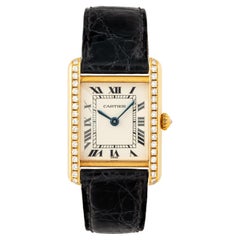 Vintage Cartier Tank Louis Model WA20331 18 Karat Yellow Gold Diamonds