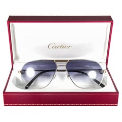 Vintage Cartier: 18 Karat vergoldete Vintage-Sonnenbrille, 59 mm, Tank Platin, Medium, Frankreich