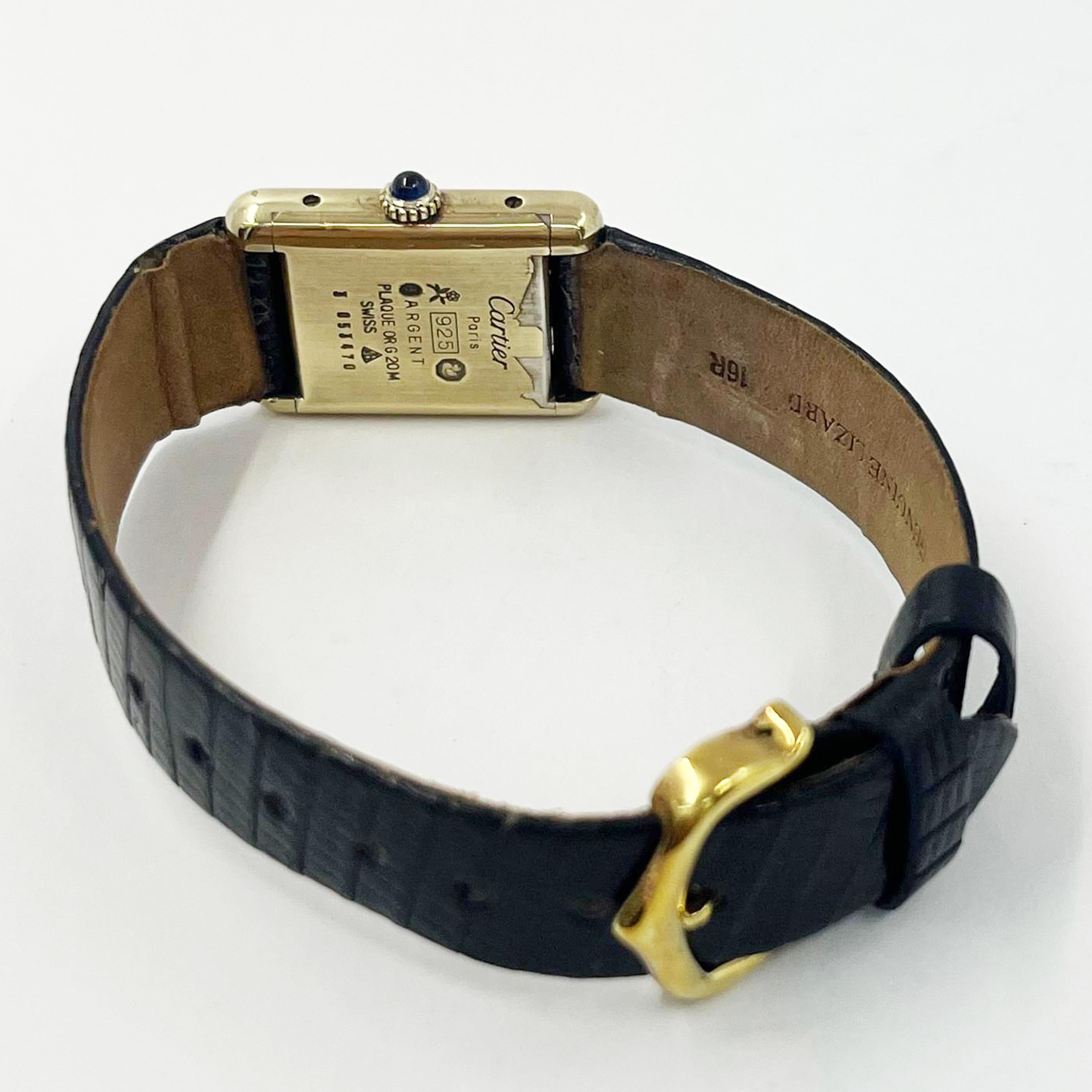  Cartier Tank Vermeil vintage à remontage manuel Pour femmes 