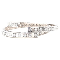 Vintage Cartier Techtonique Double Row Diamond 18 Karat White Gold Bracelet