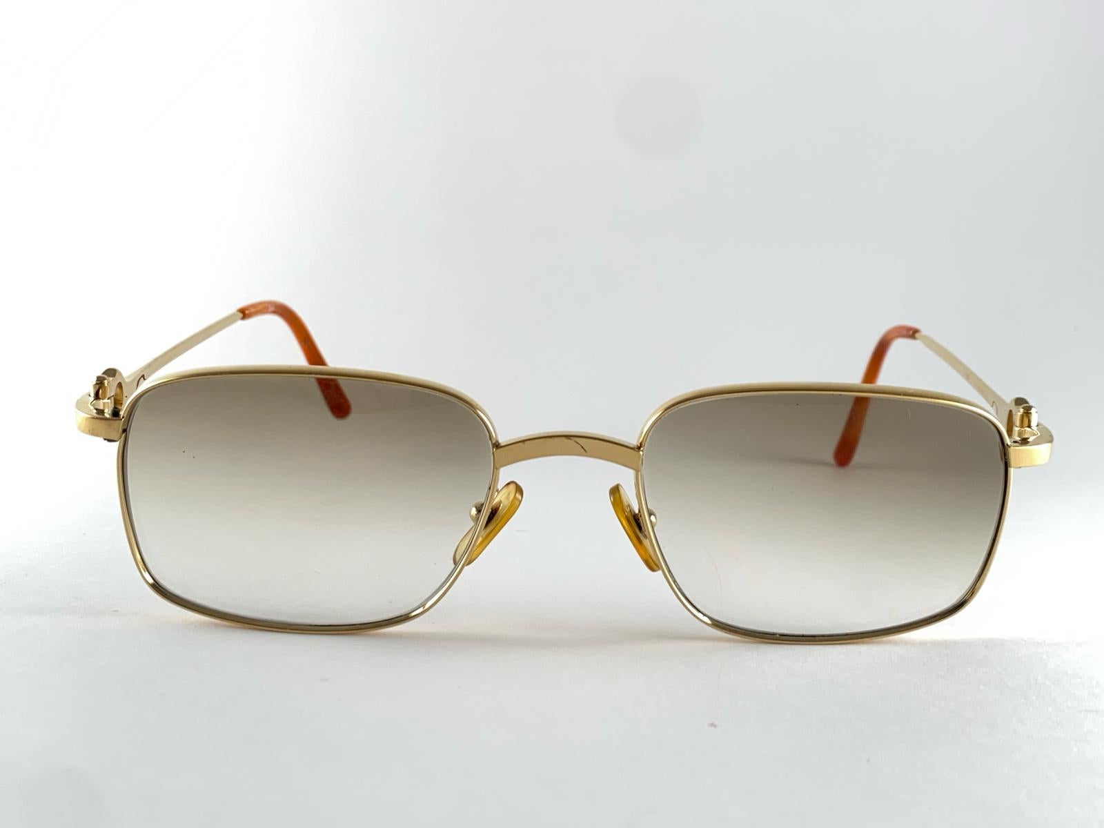 Vintage Cartier Temper 54mm 18k Gold Sunglasses Made in France For Sale 3
