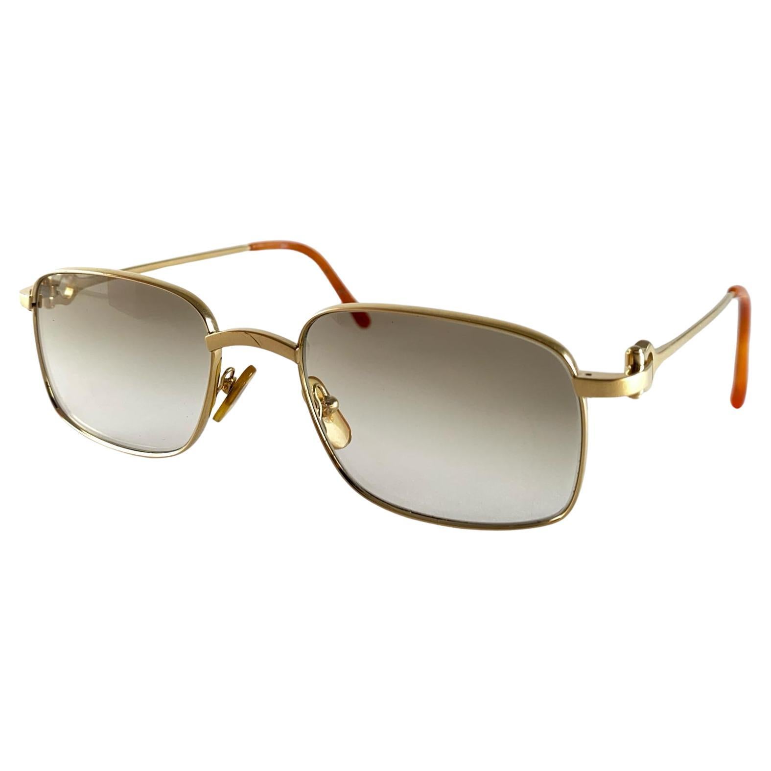 Vintage Cartier Temper 54mm 18k Gold Sunglasses Made in France For Sale
