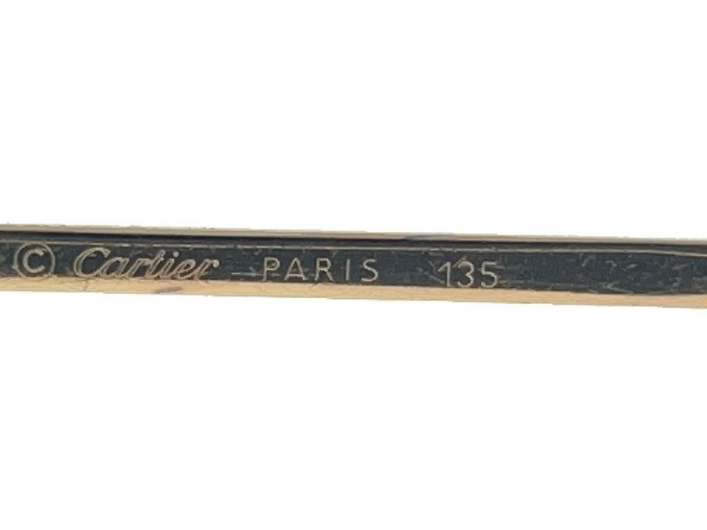 Vintage Cartier Temper 54mm Brushed 18k Gold Sunglasses France In Excellent Condition In Baleares, Baleares