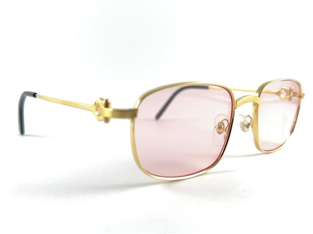 Vintage Cartier Temper 54mm Brushed 18k Gold Sunglasses France 1