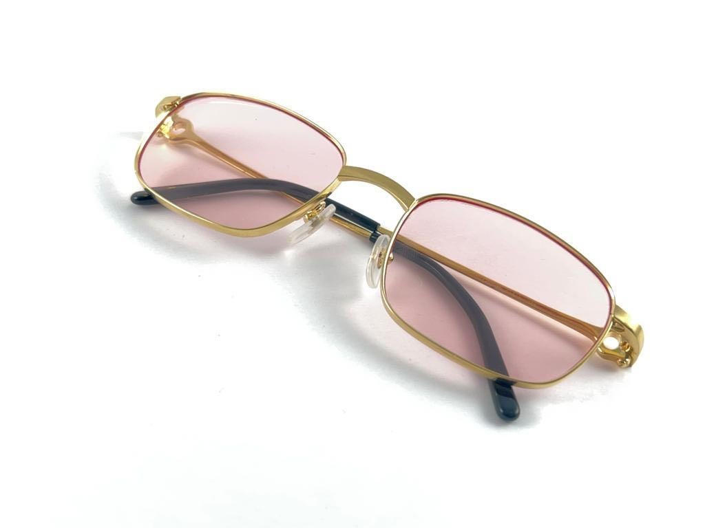 Vintage Cartier Temper 54mm Brushed 18k Gold Sunglasses France 4