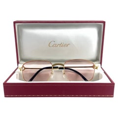 Vintage Cartier Temper 54mm Brushed 18k Gold Sunglasses France