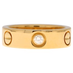 Vintage Cartier Three Diamond Love Ring Set in 18k Yellow Gold