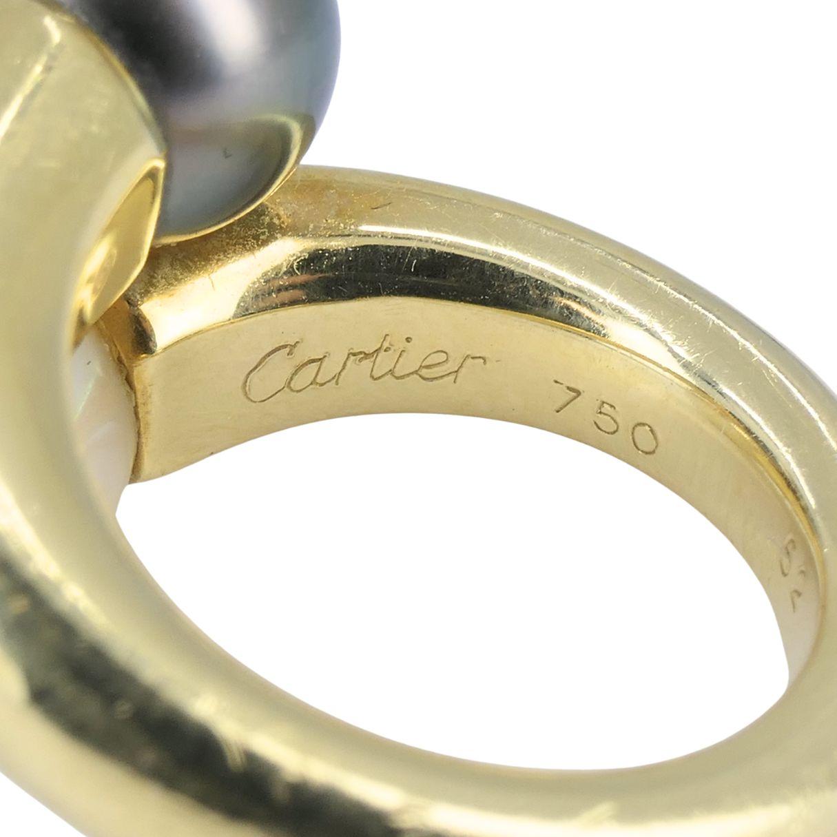Vintage Cartier Toi et Moi 18k Gold Perle Bypass Ring im Angebot 5