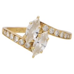 Vintage Cartier Toi-Et-Moi Marquise Diamond Ring in 18k Yellow Gold