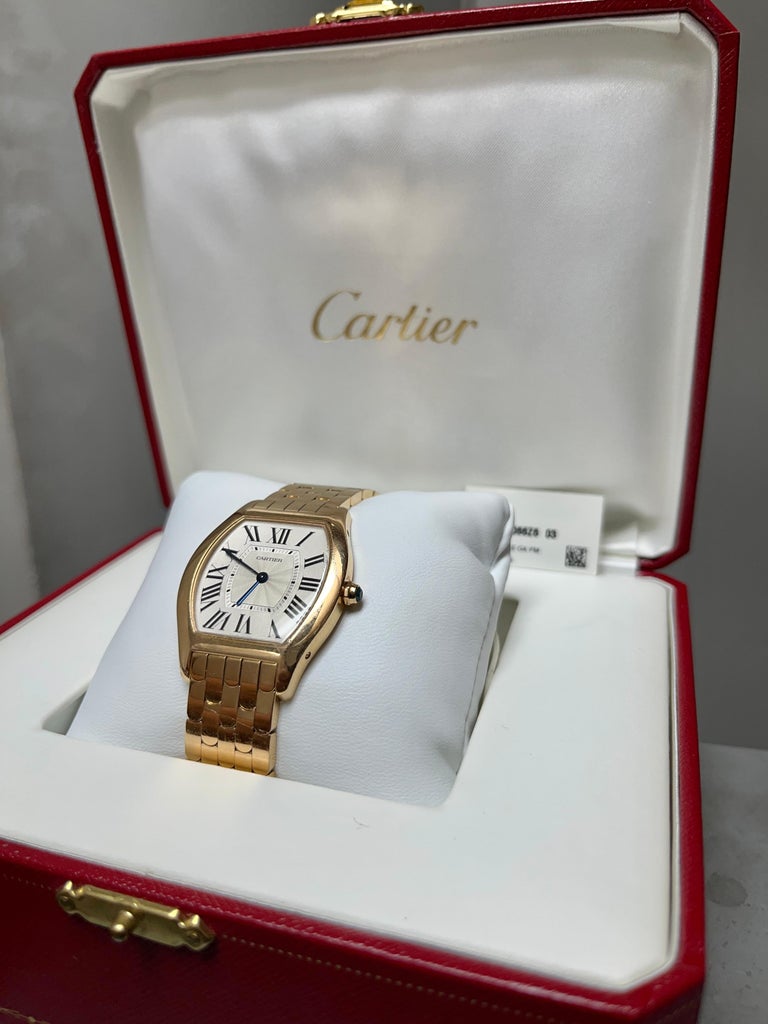 1990 Cartier Tortue 18K Rose Gold Tonneau Ladies Watch W/ Original Box ...