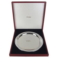 Vintage Cartier Tray in Polished Silver Pewter with Original Red Box