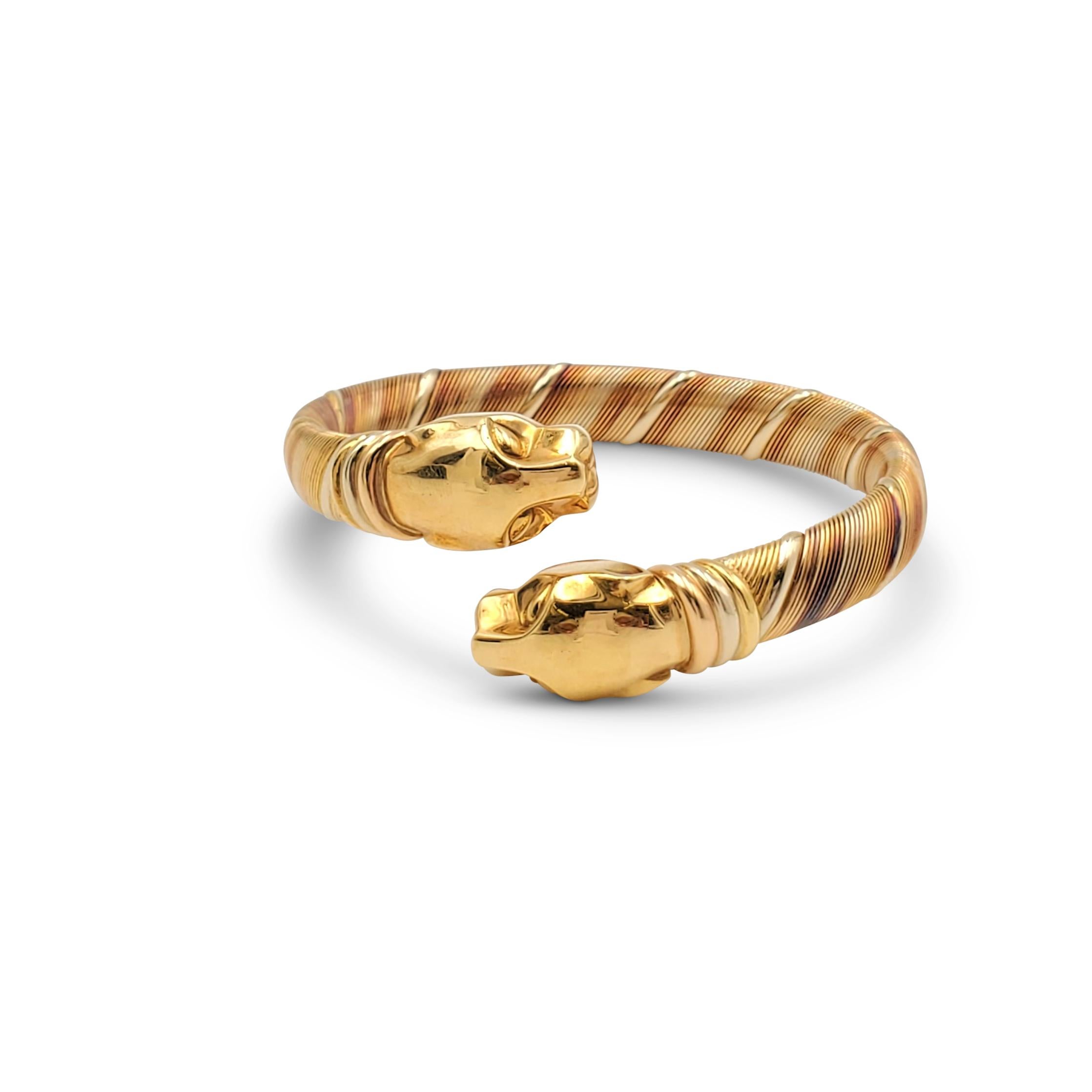 Vintage Cartier Dreifarbiges Gold Doppelkopf Panthère Bypass-Armband 3