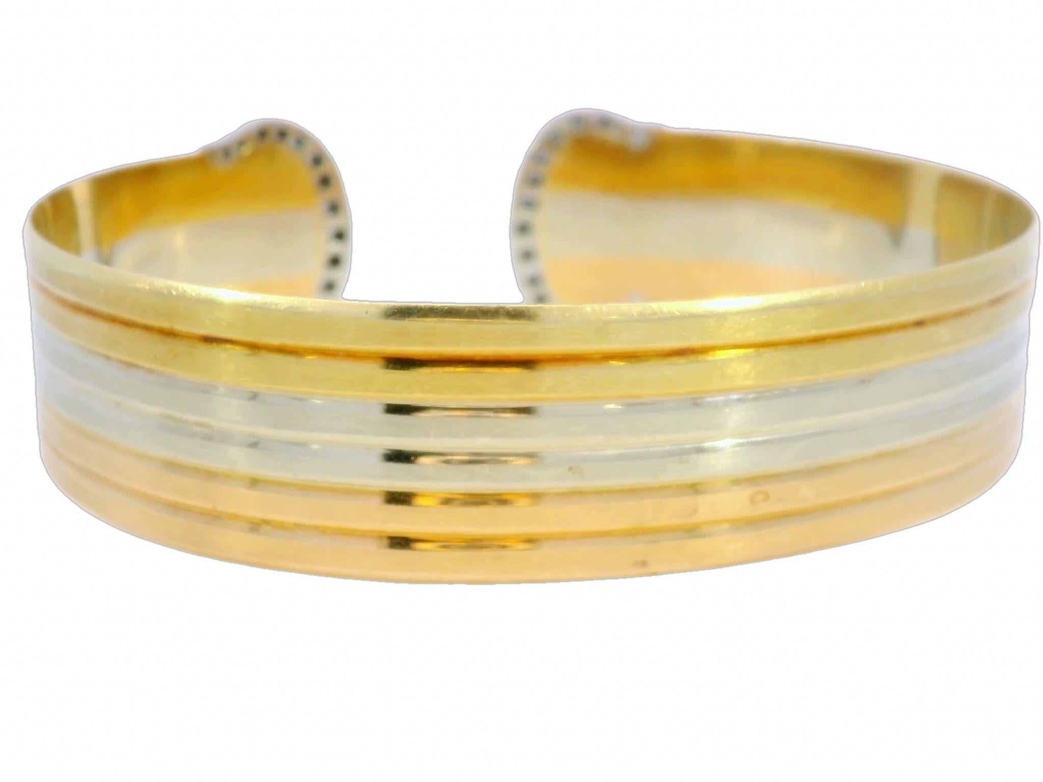 Vintage Cartier Tri Color Trinity Double C Diamant-Manschettenarmband aus 18 Karat Gold, dreifarbig (Moderne)