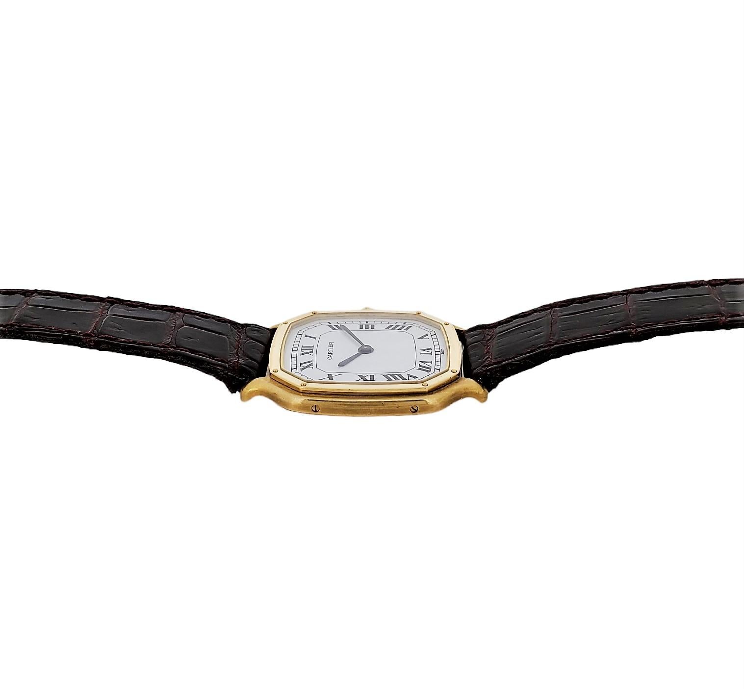 Women's or Men's Vintage Cartier Trianon Santos Extra Thin, Large Size, circa 1978-1980 For Sale