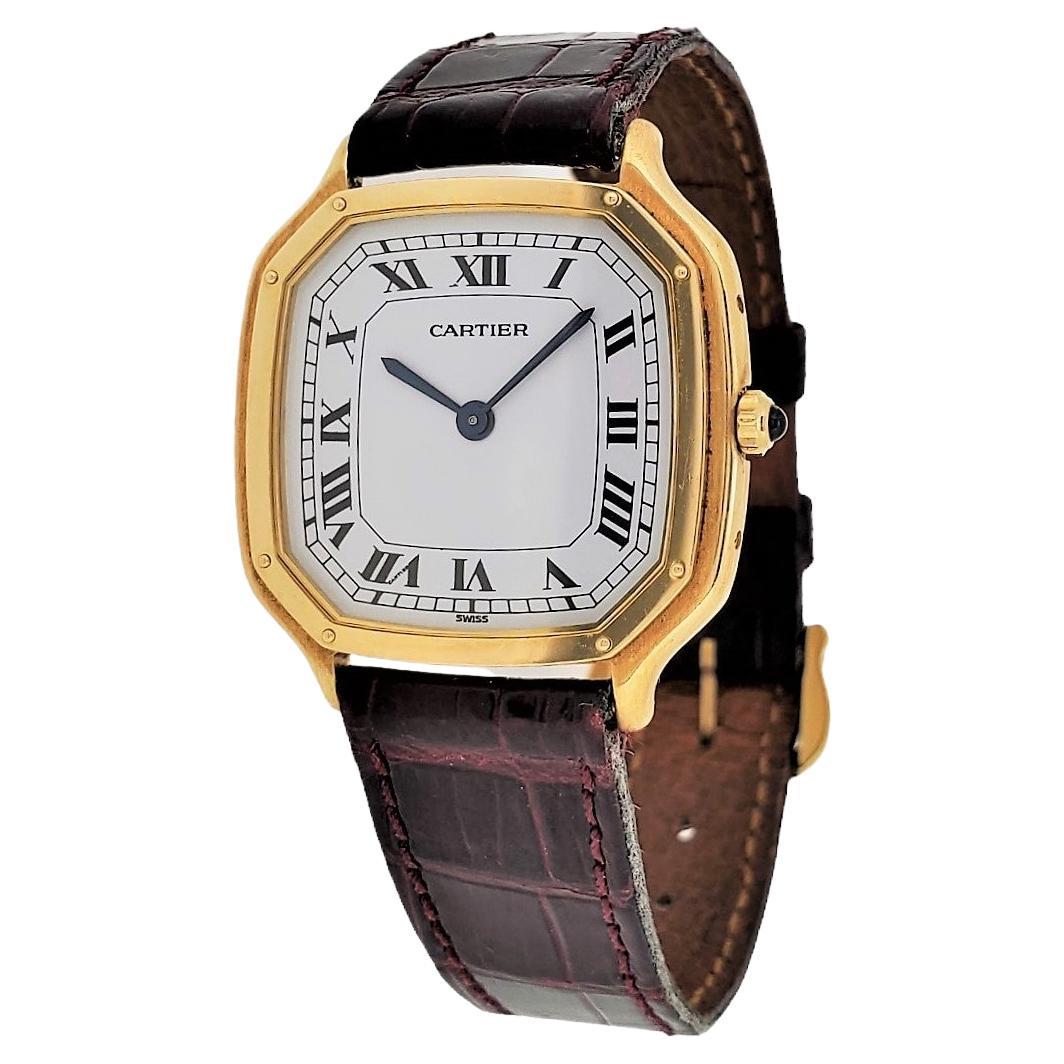 Vintage Cartier Trianon Santos Extra Thin, Large Size, circa 1978-1980 For Sale