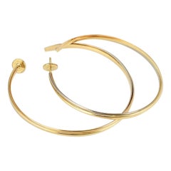 Vintage Cartier Trinity 18 Karat Gold Extra Large Hoop Earrings