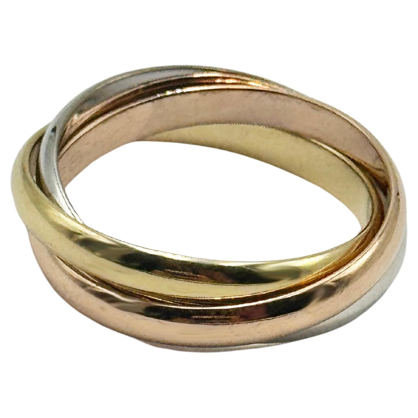 Vintage Cartier Trinity 18 Karat Gelb Rose und Weißgold Ring Größe 5,25 US