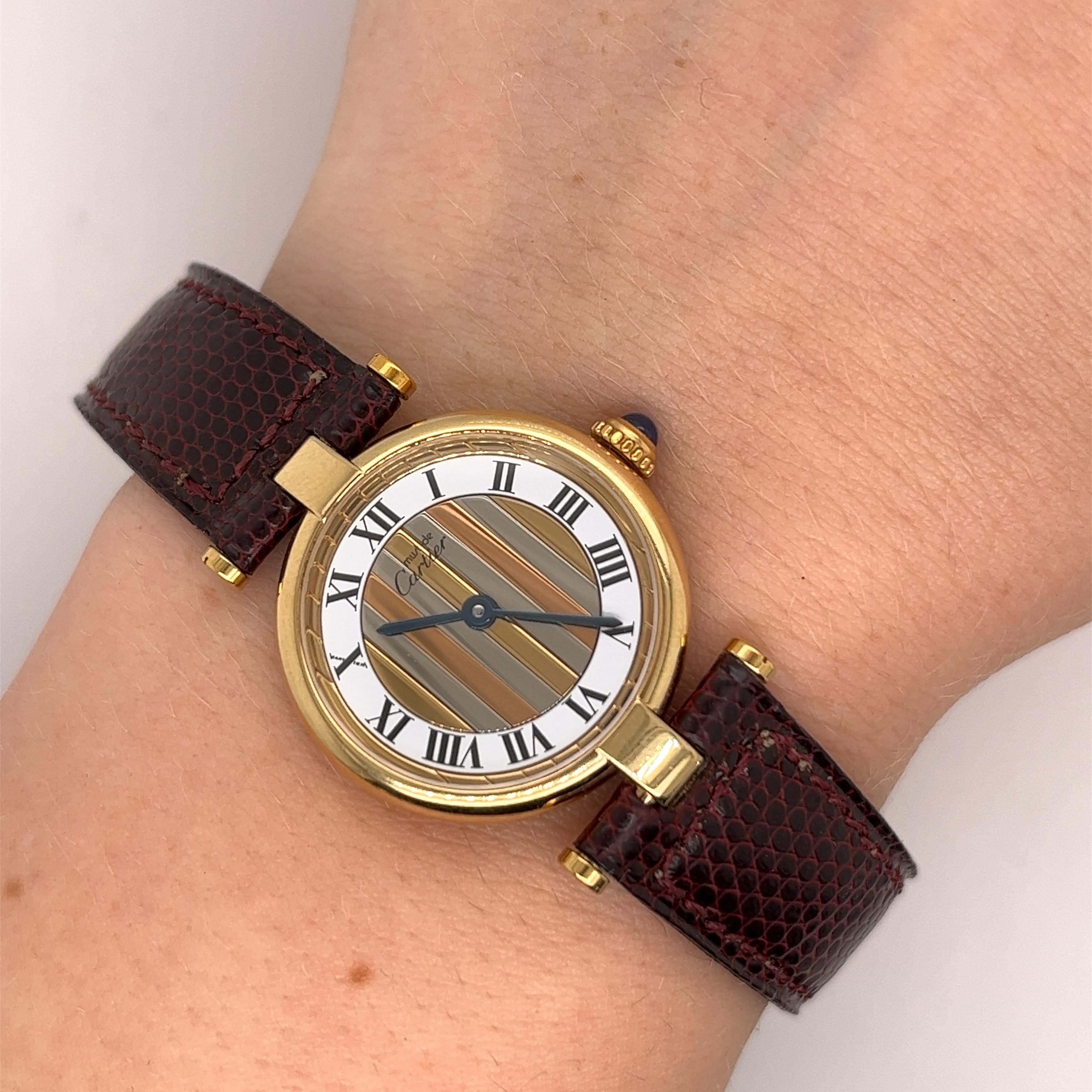 Vintage Cartier Trinity 18ct Gold & Silber 3-farbige Vintage-Uhr, Trinity im Zustand „Hervorragend“ in London, GB