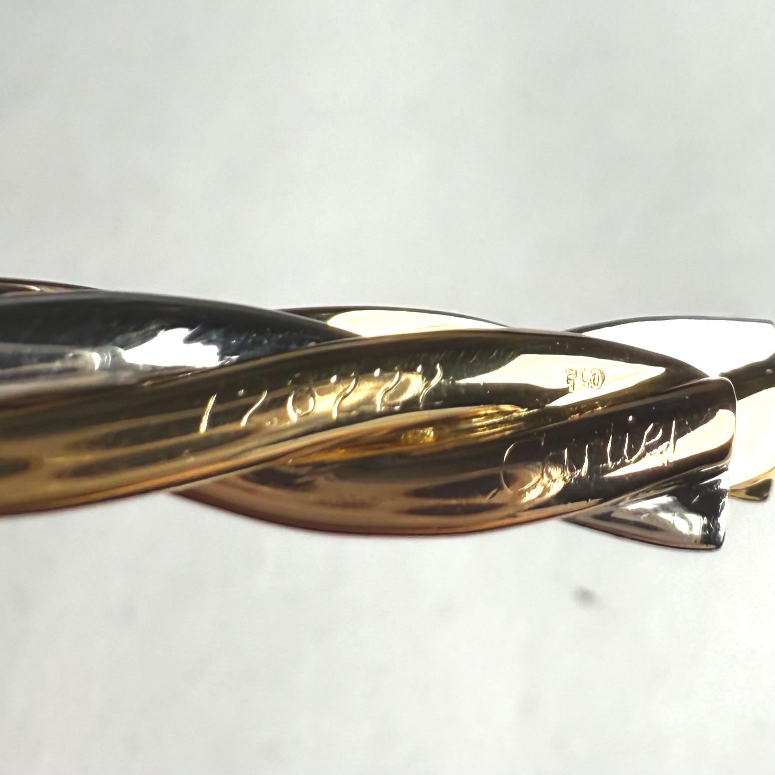 Vintage Cartier Trinity 18K Tri-Color Gold Money Clip or Tie Pin Signed 728222 For Sale 6