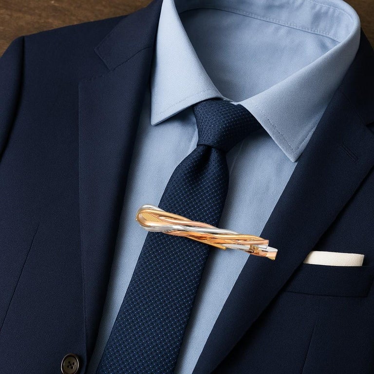 Élégant Clip De Cravate En Or Jaune 18 Carats - Bijou Homme Vintage - Occasion