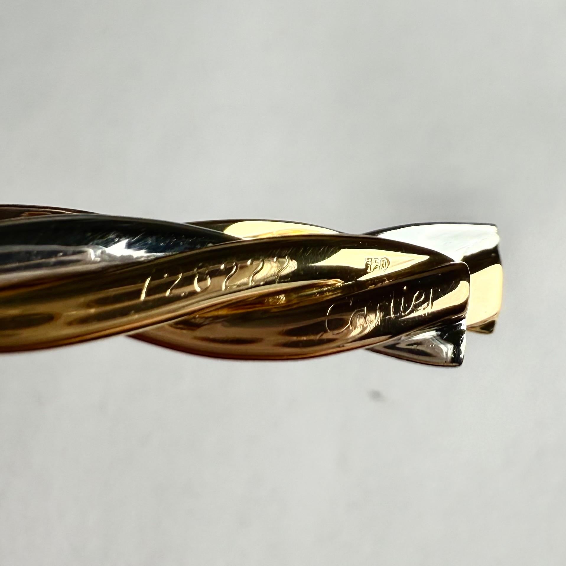 Vintage Cartier Trinity 18K Tri-Color Gold Money Clip or Tie Pin Signed 728222 For Sale 1