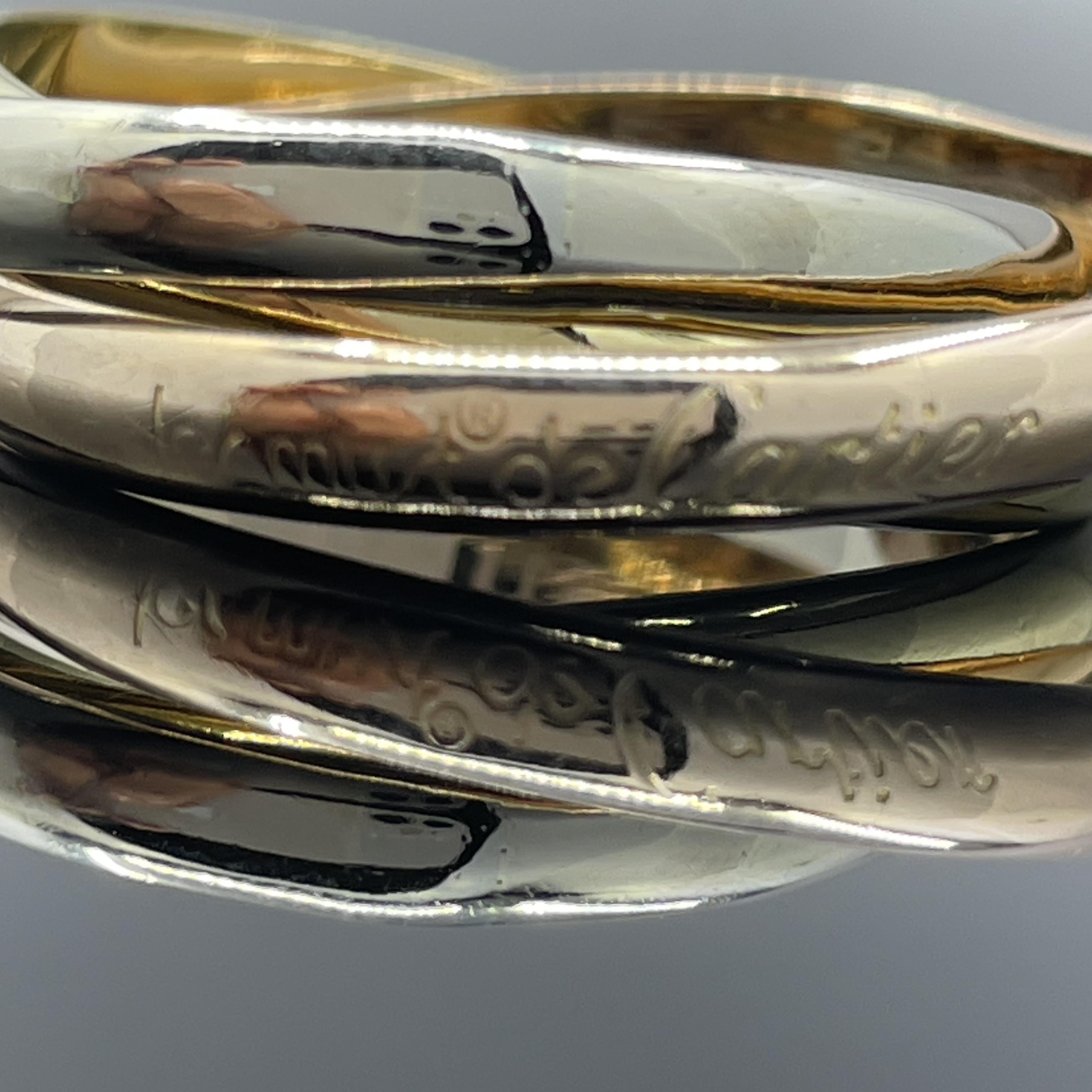 da uomo o donna Vintage Cartier Trinity Band 18k Tri-Gold Misura 13 1/2 - Francese in vendita