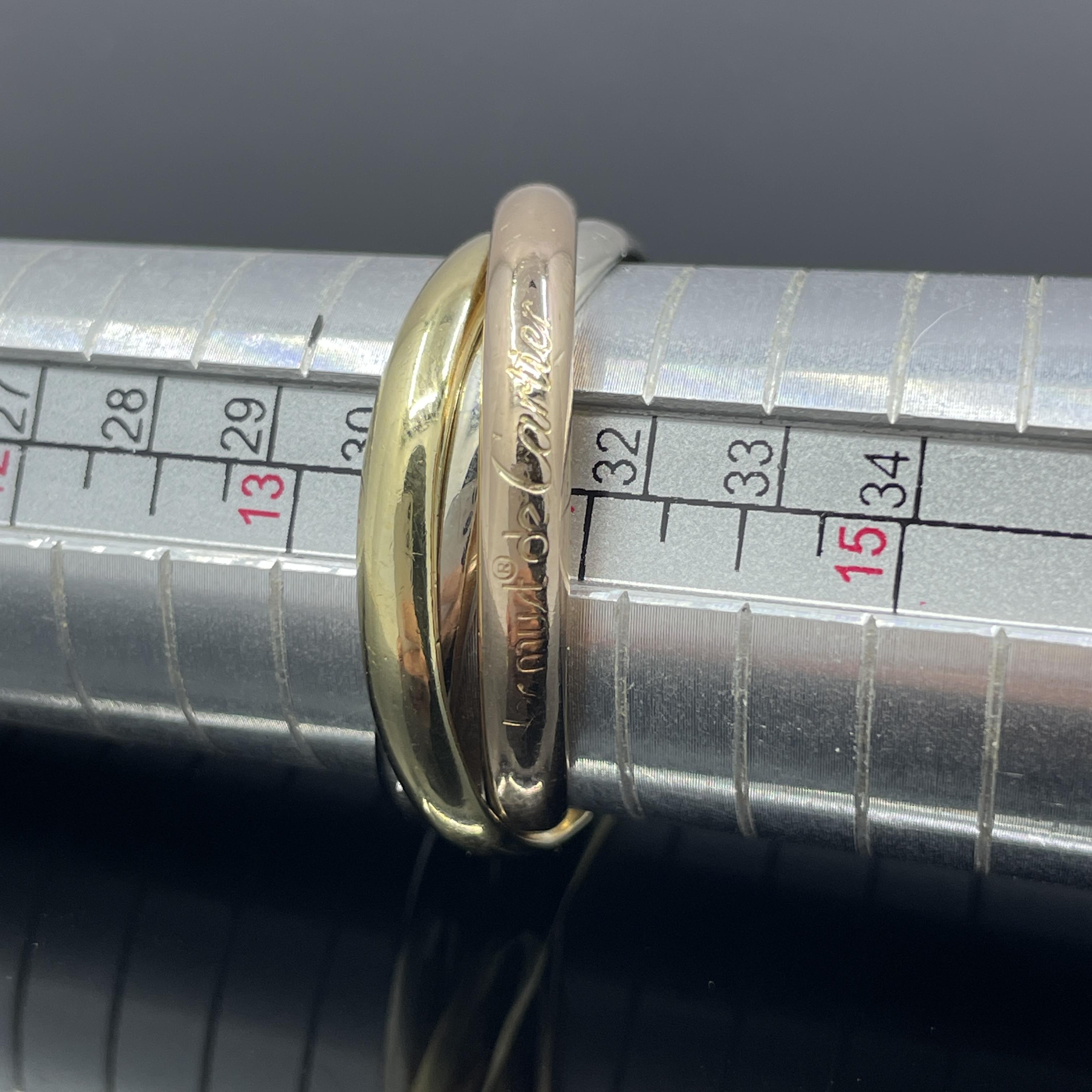 Vintage Cartier Trinity Band 18k Tri-Gold Misura 13 1/2 - Francese in vendita 1