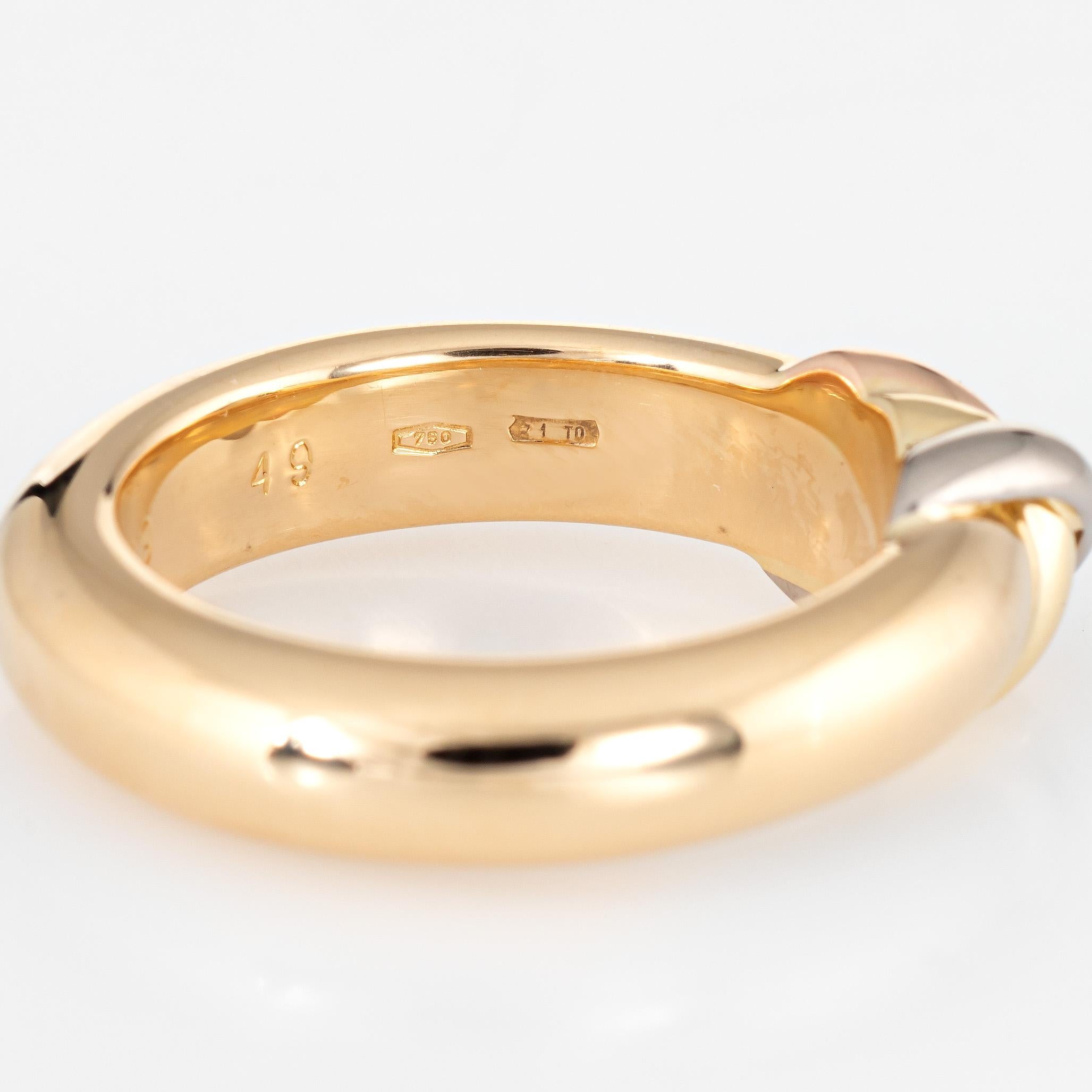 Women's Vintage Cartier Trinity Band 1995 18 Karat Tri Gold Estate Signed Ring For Sale