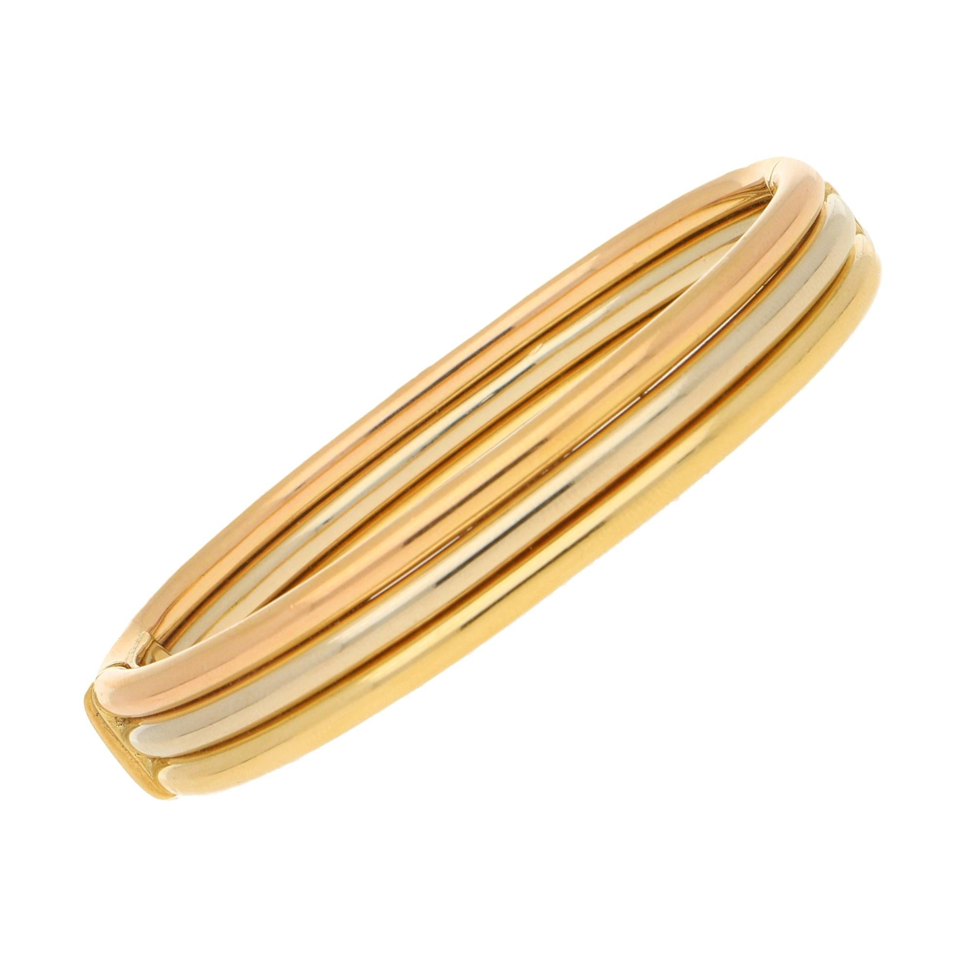 Vintage Cartier Trinity Bangle in 18K Tri-Colour Gold