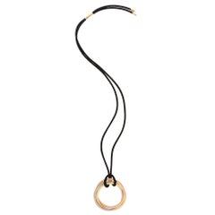 Vintage Cartier Trinity Black Cord Pendant Necklace Large Model