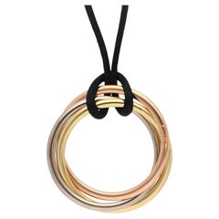 Vintage Cartier Trinity Black Cord Pendant Necklace Large Model
