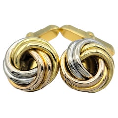 Vintage Cartier Trinity Collection Knot Cufflinks in Tri-Tone 18 Karat Gold