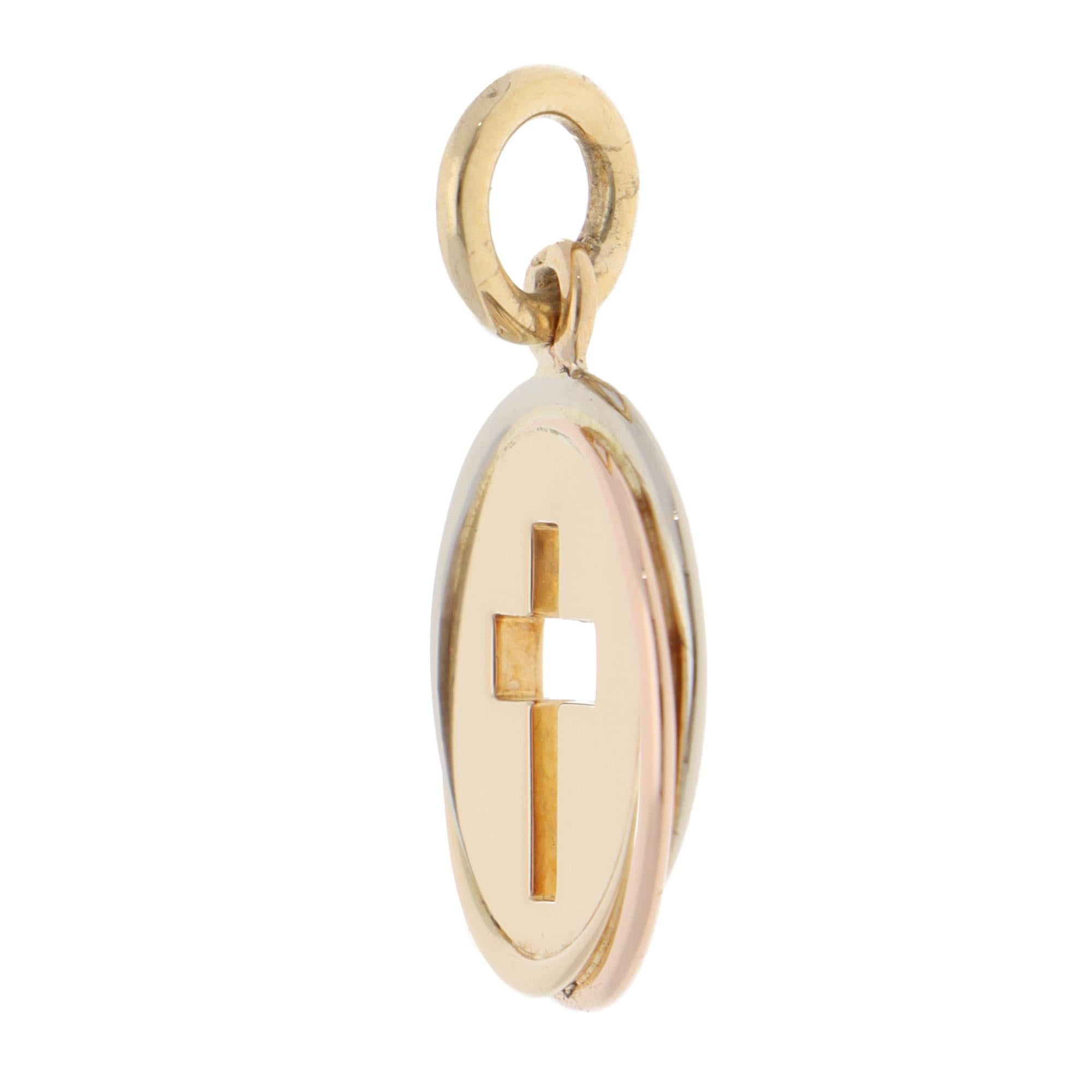 Cartier Trinity Cross Medaillon-Anhänger in Gold, Vintage im Zustand „Hervorragend“ in London, GB