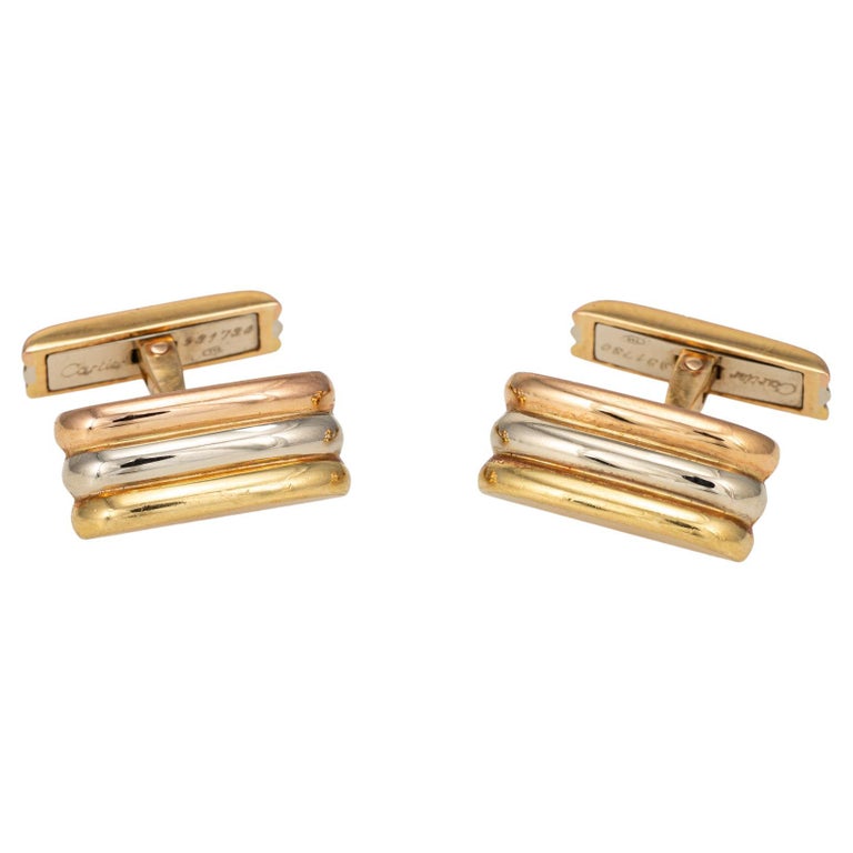 Vintage Cartier Trinity Cufflinks 18k Tri Gold Estate Fine Signed Men's Jewelry at 1stDibs