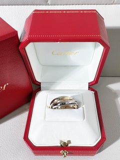 Vintage Cartier Trinity de Cartier 18k Tri-Color Gold Diamond Ring Size 57
