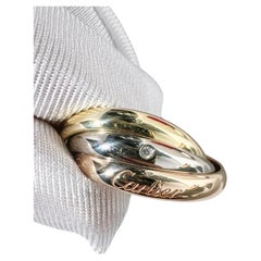 Vintage Cartier Trinity de Cartier 18k Tri-Color Gold Diamond Ring Size 57