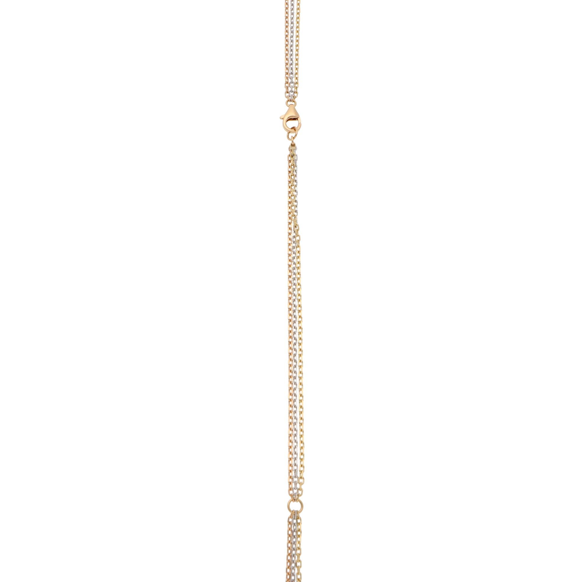 Brilliant Cut Vintage Cartier Trinity Diamond Necklace in Gold For Sale