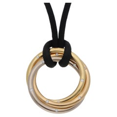 Vintage Cartier Trinity Diamond-Set Black Cord Pendant Necklace