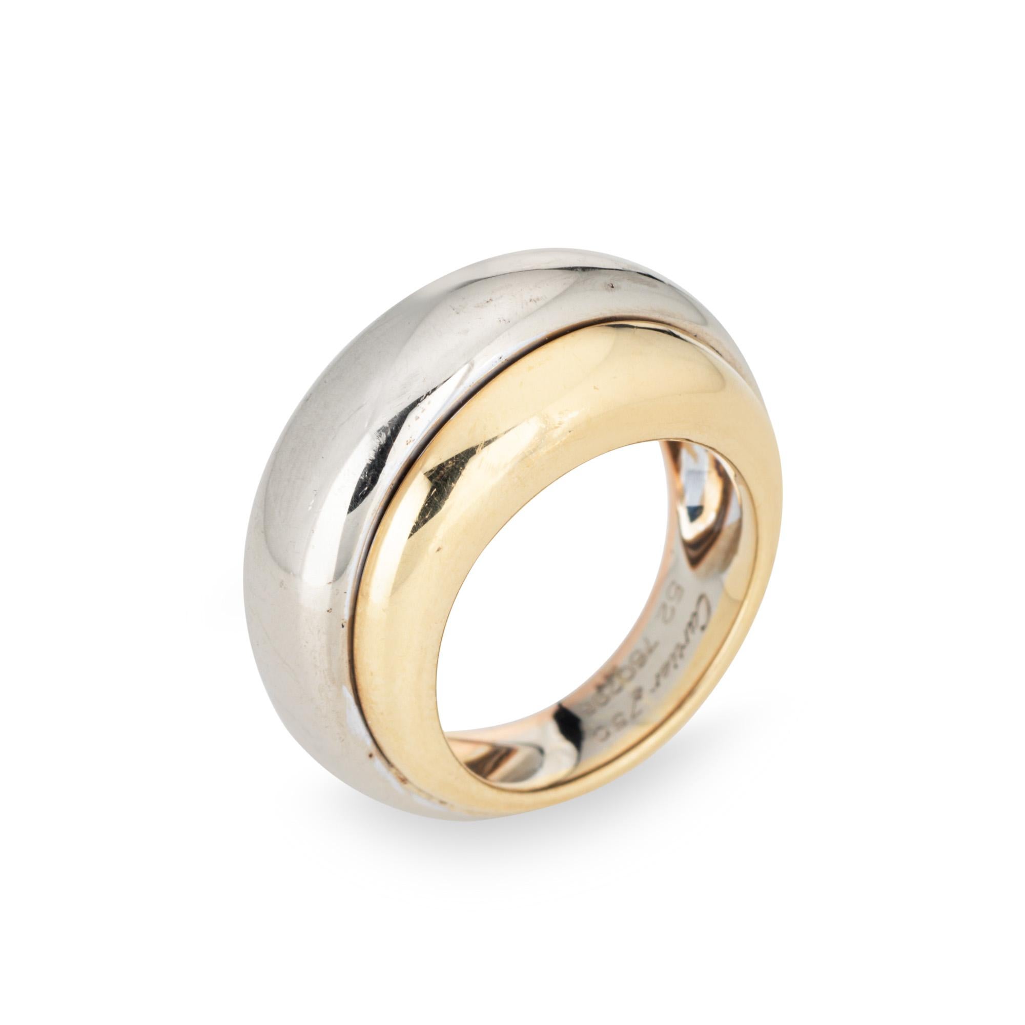 Vintage Cartier Trinity dome ring crafted in 18 karat yellow, rose & white gold (circa 1990s).  

The out of production Cartier Trinity ring features three bands of tri-colored white, yellow and rose gold. The ring is great worn alone or stacked