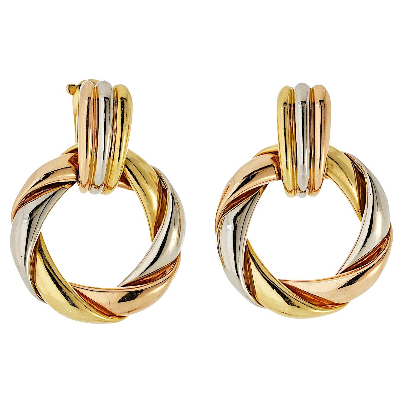 Vintage Cartier Trinity door knocker earrings – 18K tri-color gold