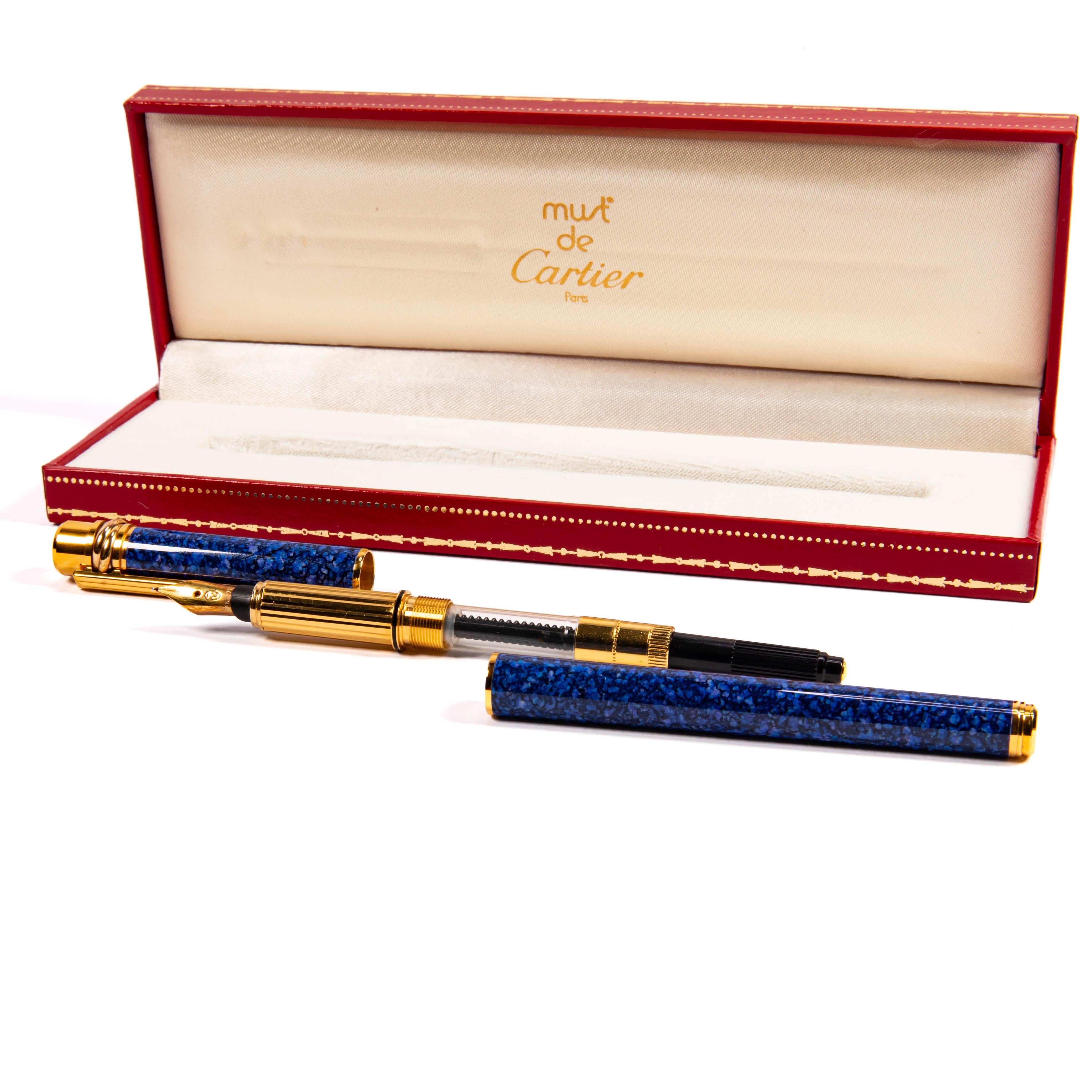 Vintage Cartier Trinity Füllfederhalter Lapiz Lazuli in Box 1999 im Angebot 2