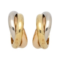 Vintage Cartier Trinity Hoop Earrings Set in 18k Yellow, Rose and White Gold