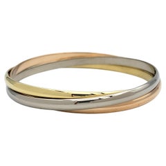 Vintage Cartier Trinity Interlocking Bangle Bracelets in Tri-Tone 18 Karat Gold