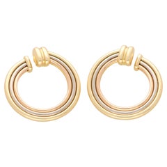 Retro Cartier Trinity Large Hoop Earrings in 18k Yellow, Rose and White Gold