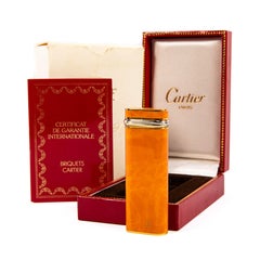 Accendino Cartier Trinity d'epoca laccato in marmo arancione in scatola anni '80