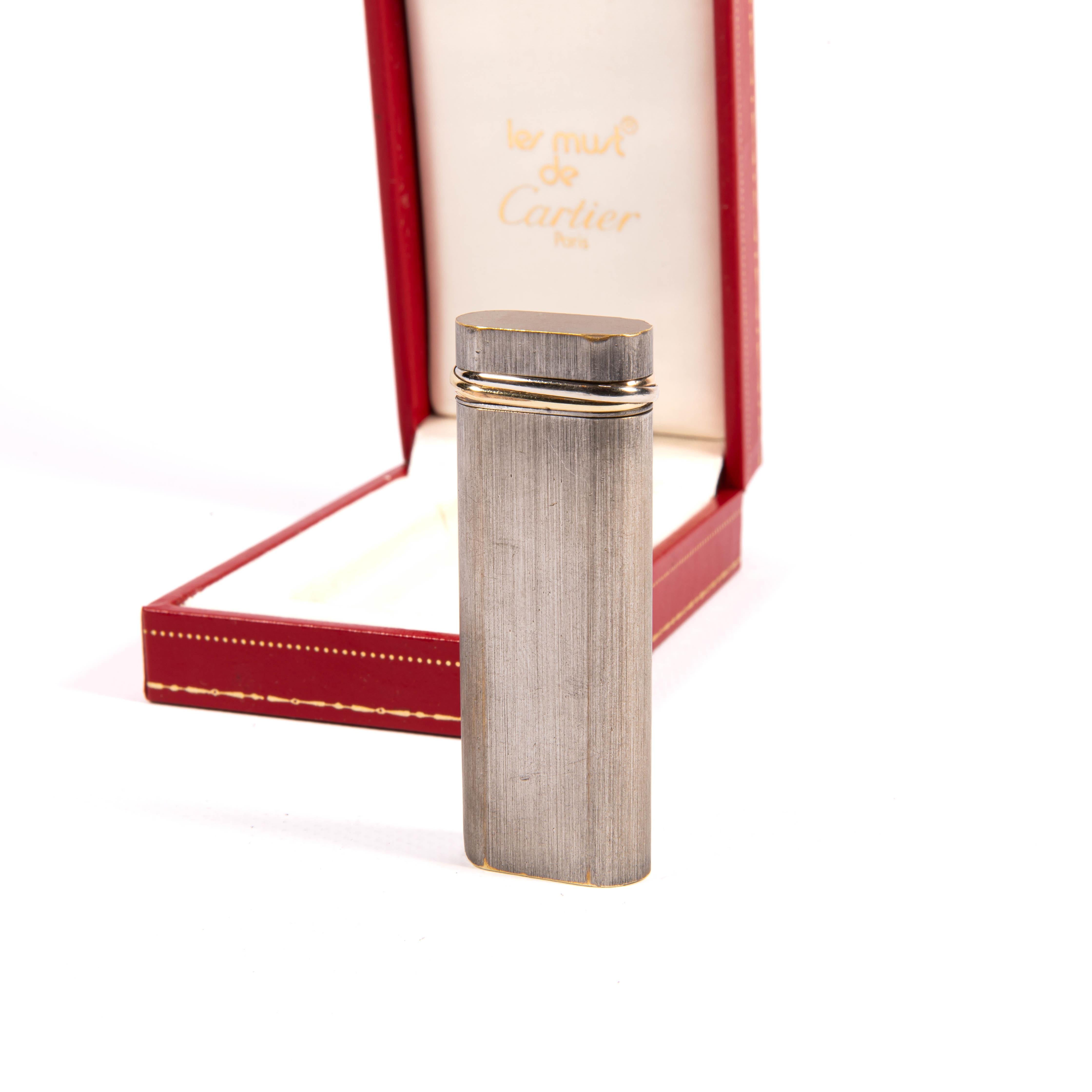 CARTIER Trinity Lighter plaqué argent dans sa boîte des années 1970 Bon état - En vente à DELFT, NL