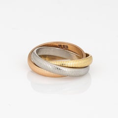 Vintage Cartier Trinity Ring Ribbed Design 18k Yellow Gold Rolling Bands