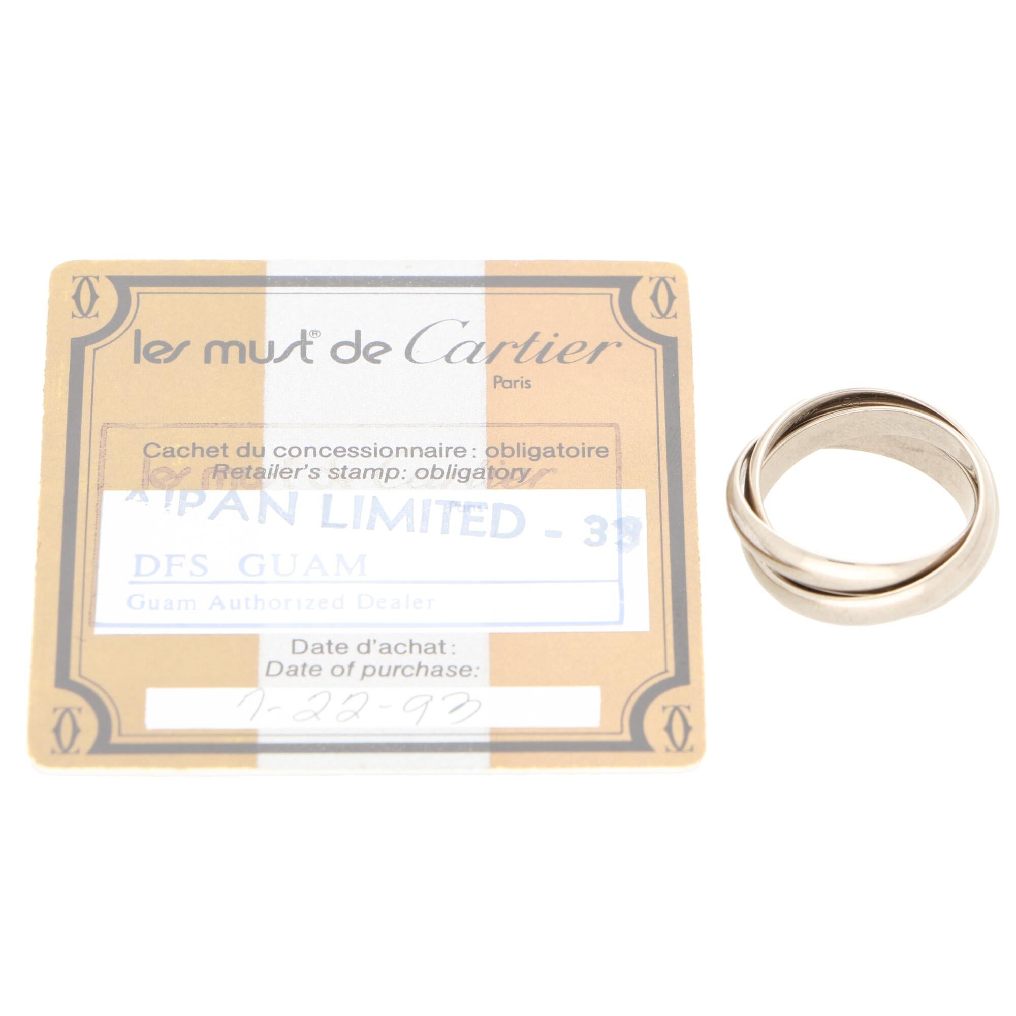 Women's or Men's Vintage Cartier Trinity Ring Set in 18k White Gold, with Certificate
