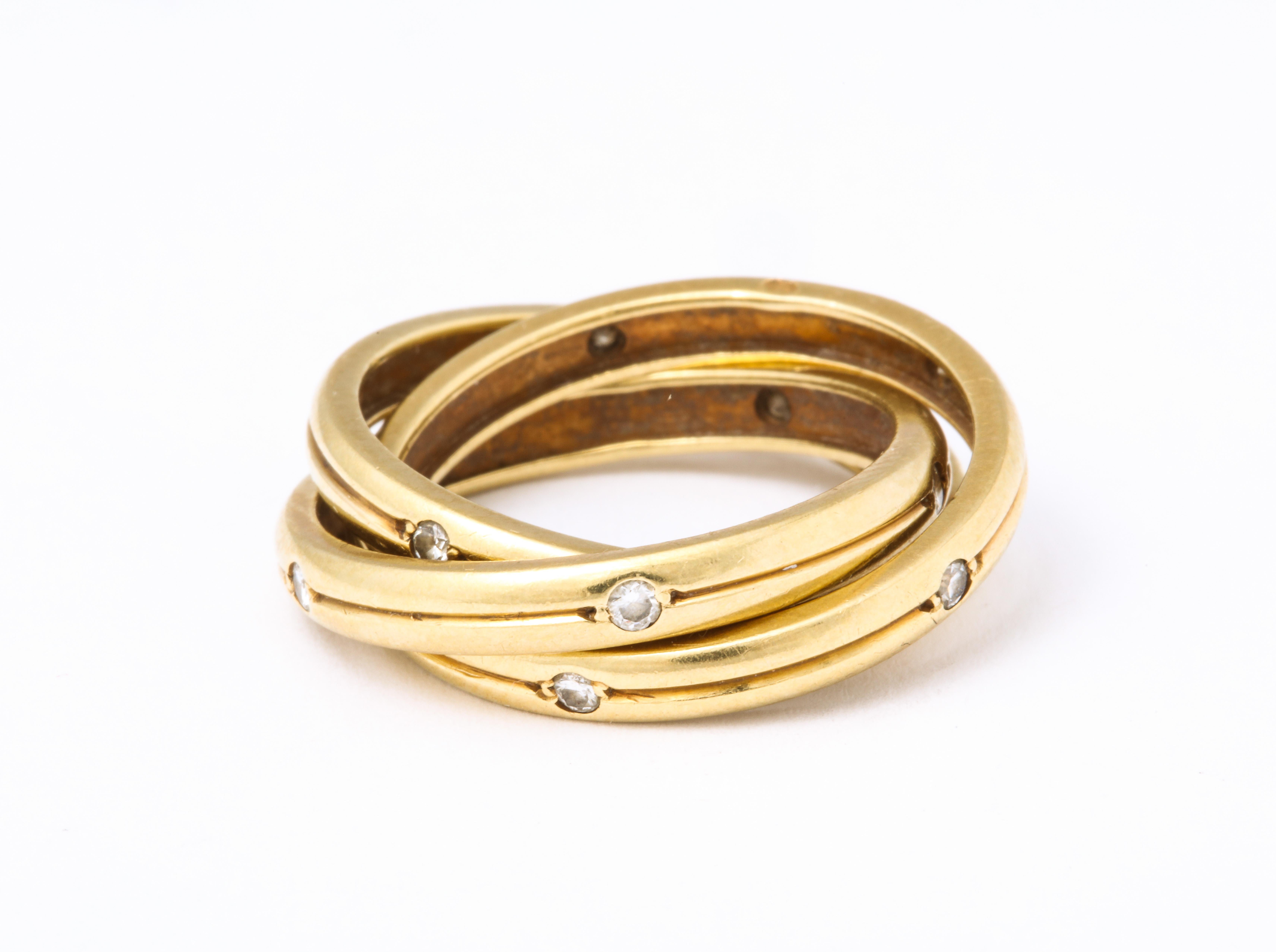 Taille ronde Cartier Paris Bague Trinity vintage avec diamants